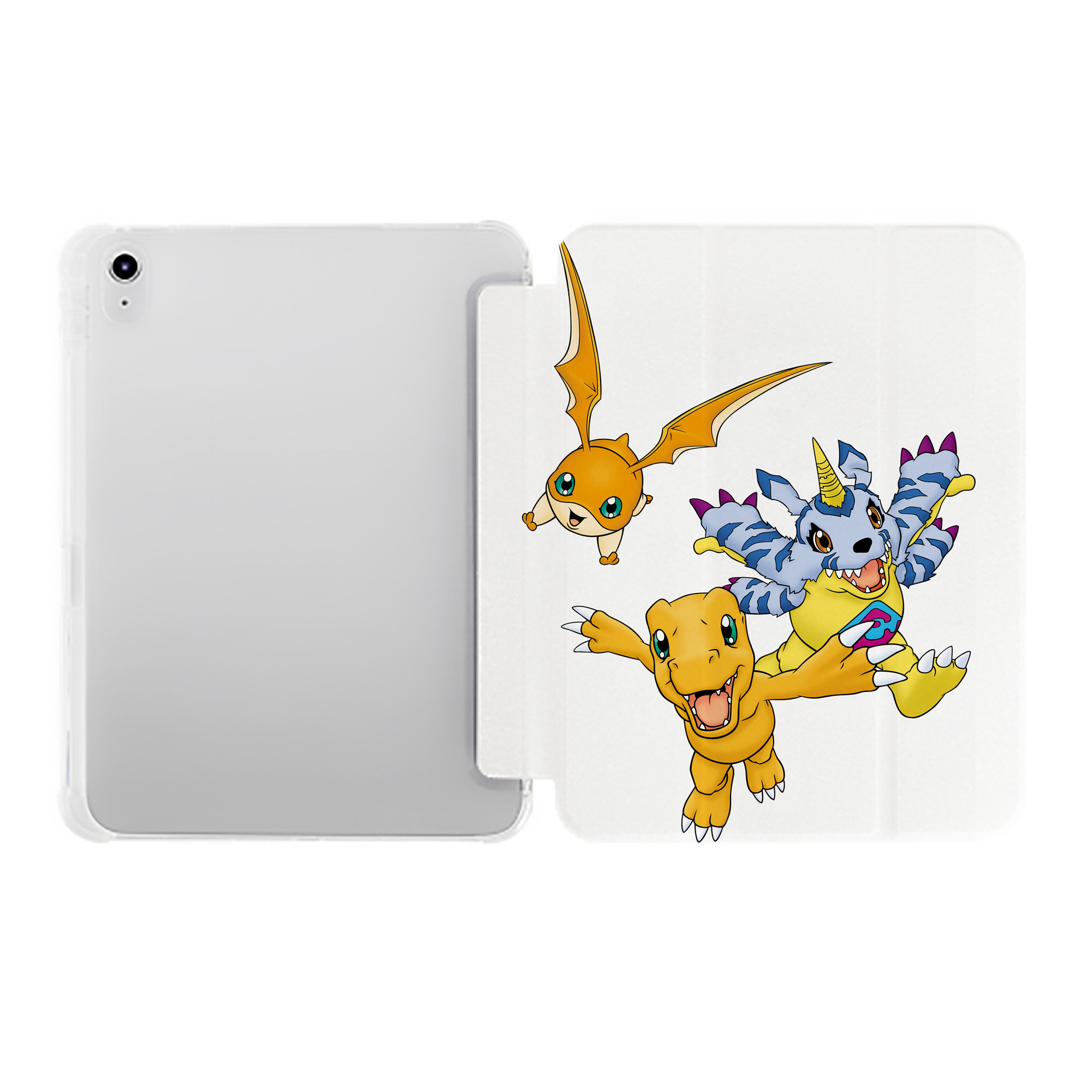 （画像用） Digimon デジタルモンスター/デジモン IPad ケース ペン収納付き 三つ折りスタンド PUレザー×シリコン 対応機種9.5/10.5/10.9インチ